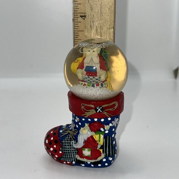 Mini Stocking Snow Globe,Santa Holding‎ Gingerbread House 3.25" - Picture 9 of 9